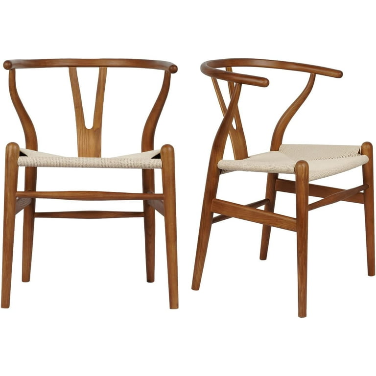 Tomile Solid Wood Dining Chair Set of 2 Wishbone Chair Y Chair
