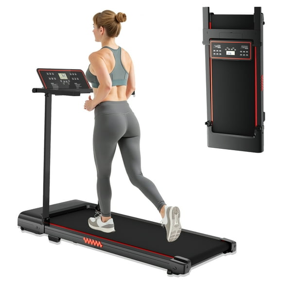 Tomile Treadmill, Compact Treadmill for Home, Walking Pad with Handle, LED Display, 320lbs Capacity