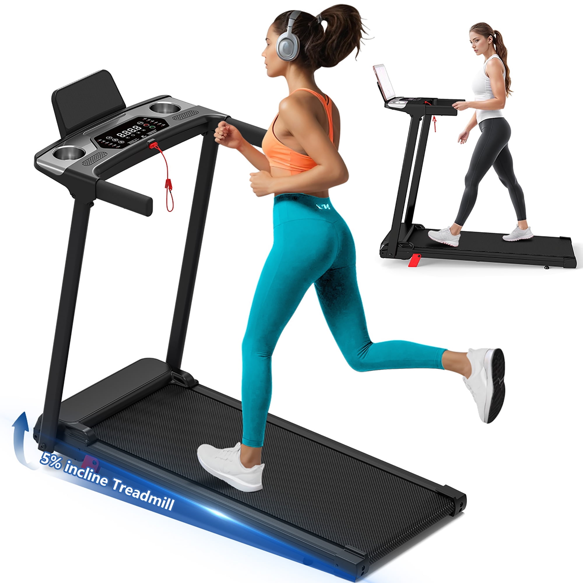 Tomile Foldable Electric Treadmill for Home, 3.0 HP Portable Treadmill with Incline for Running Exercise, 300 lb Capacity