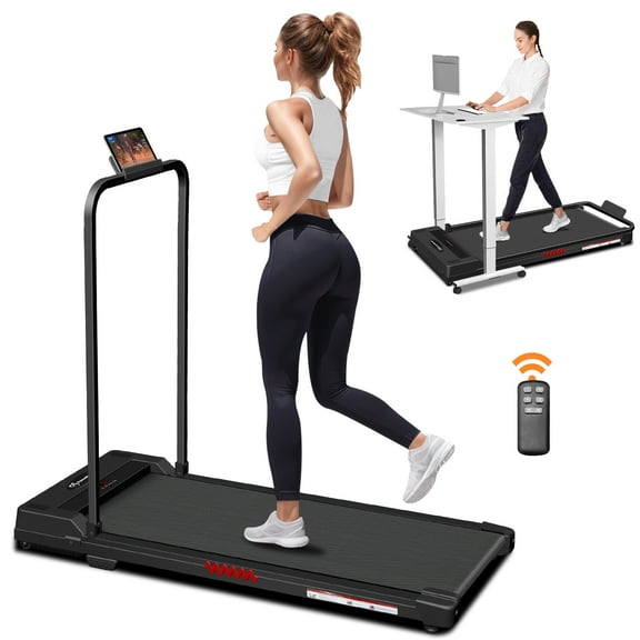 Tomile Walking Pad Treadmill with Handle Bar, Folding Treadmill 300lbs Capacity, Portable Walking Pad with Remote Control