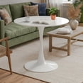 thumbnail image 1 of Tomile White Round Dining Table, 32-inch Tulip Kitchen Table, Mid-Century Tulip Table with Metal Pedestal Base, Seating for 2-4 People, Suitable for Living Rooms, Cafes, Bars, Easy Assembly, 1 of 8