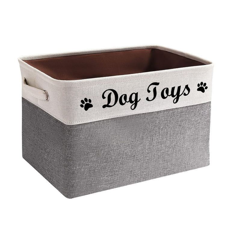 Tomlster Dog Toy Box Large Dog Toy Basket Collapsible Suitable for Dog Toy Storage Dog Toy Bin with Comfortable Handles Grey C25 Walmart
