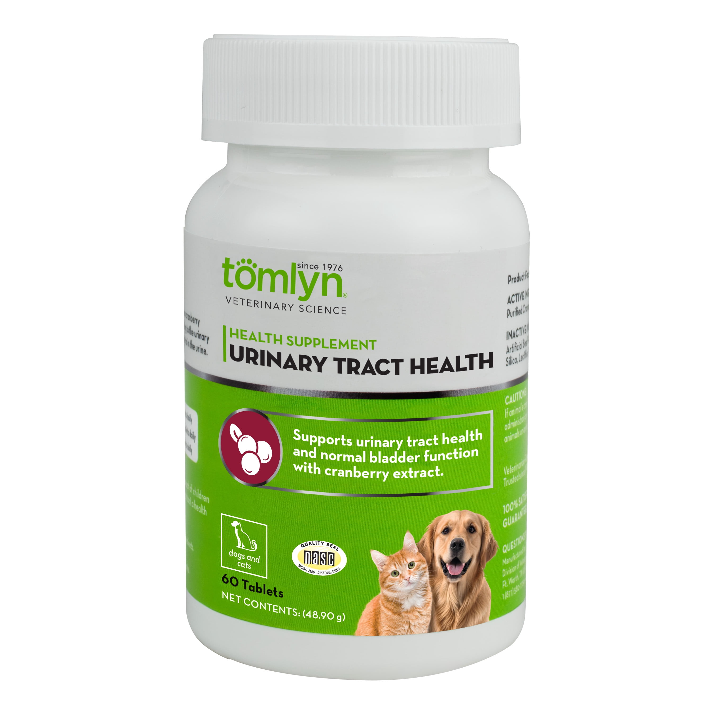 Tomlyn Urinary Tract Health Supplement, Cranberry Extract, Chewable Tablets for Medium and Large Dogs, Beef Flavor, 60ct
