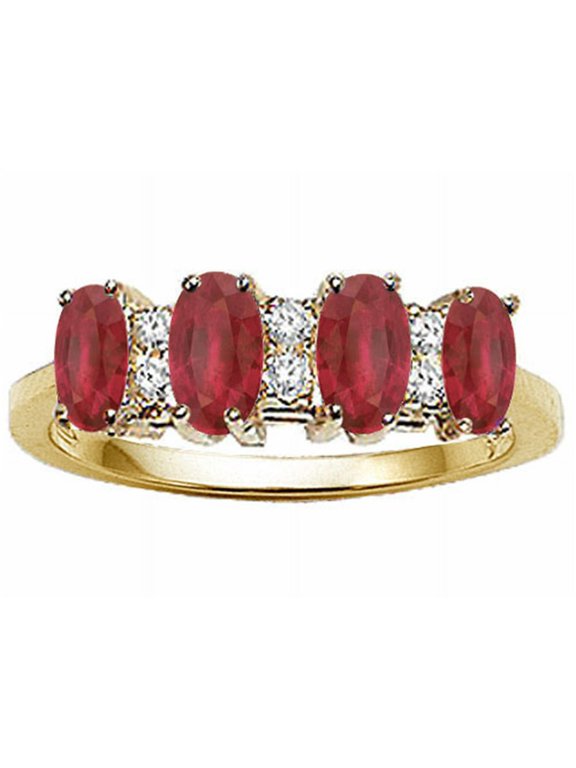 � 4 Stone Genuine Ruby and Diamond Ring