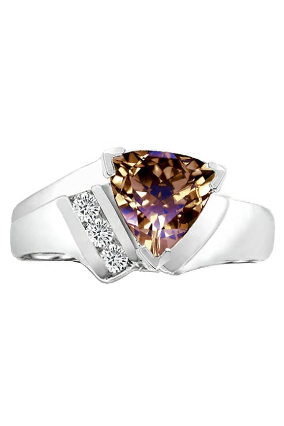 � 7mm Trillion Cut Genuine Smoky Quartz Ring