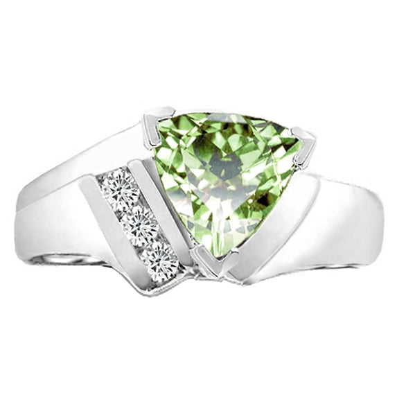 Tommaso Design� 7mm Trillion Cut Green Amethyst Ring