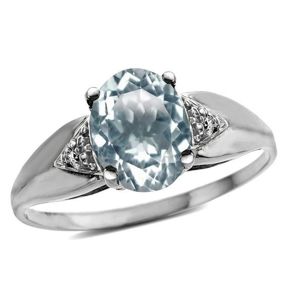 Tommaso Design� 9x7 mm Oval Genuine Aquamarine Ring