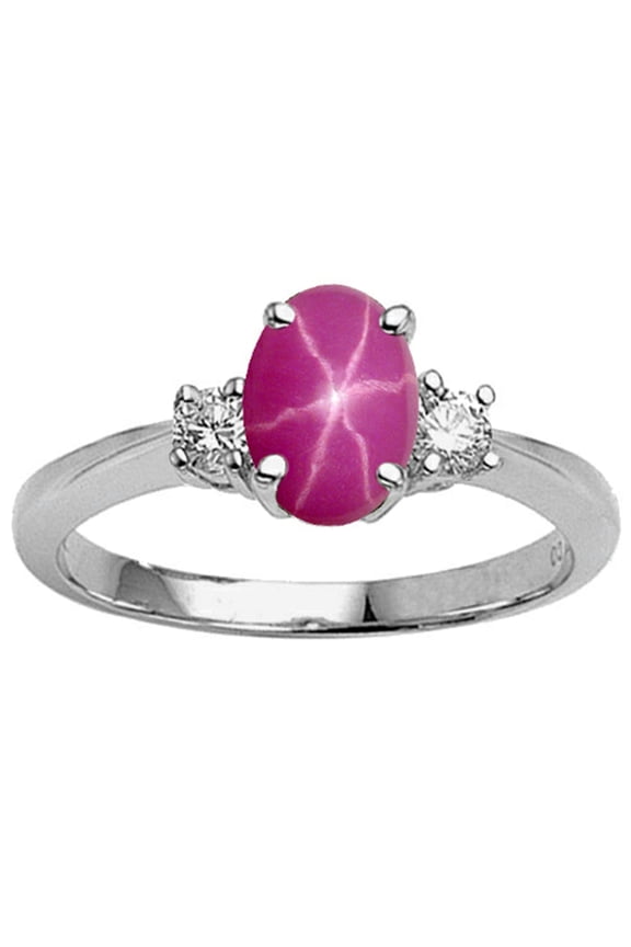 � Created 9x7 Oval Star Ruby Engagement Ring
