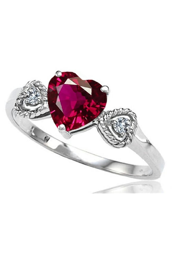 � Created Ruby Heart Shape Engagement Promise Ring