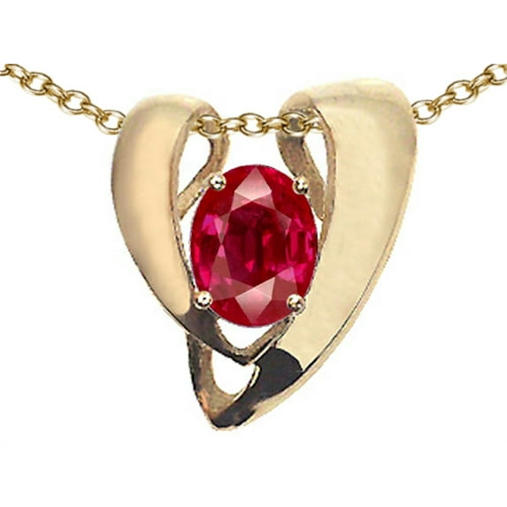 Tommaso Design� Created Ruby Oval 9x7mm Heart Shape Pendant Necklace Enhancer