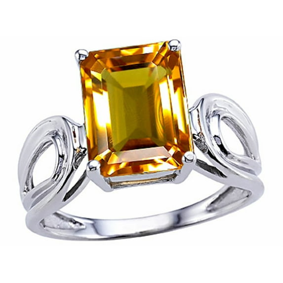Tommaso Design� Emerald Cut 10x8 mm Genuine Large Citrine Ring
