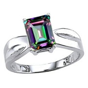 Tommaso Design� Emerald Cut 8x6 mm Mystic Rainbow Topaz Ring
