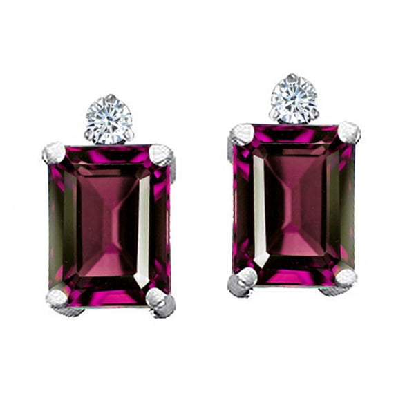 Tommaso Design� Emerald Cut 8x6mm Genuine Rhodolite Earrings