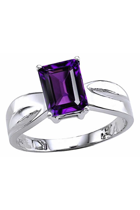 � Emerald Cut Genuine Amethyst Ring