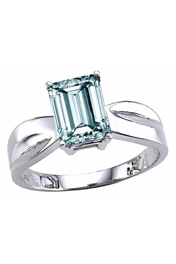 � Emerald Cut Genuine Aquamarine Ring