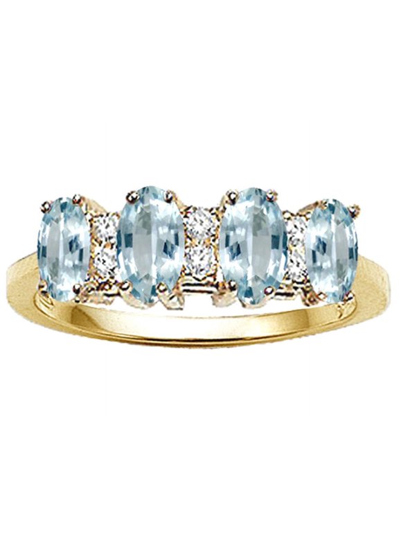 � Genuine 4 Stone Aquamarine Ring