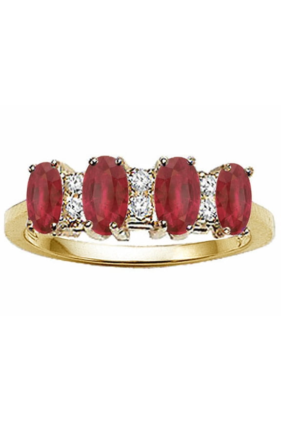 � Genuine 4 Stone Ruby and Diamond Band
