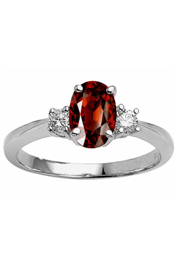 � Genuine 9x7 Oval Garnet Engagement Ring