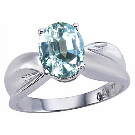 Tommaso Design� Genuine 9x7mm Oval Aquamarine Ring