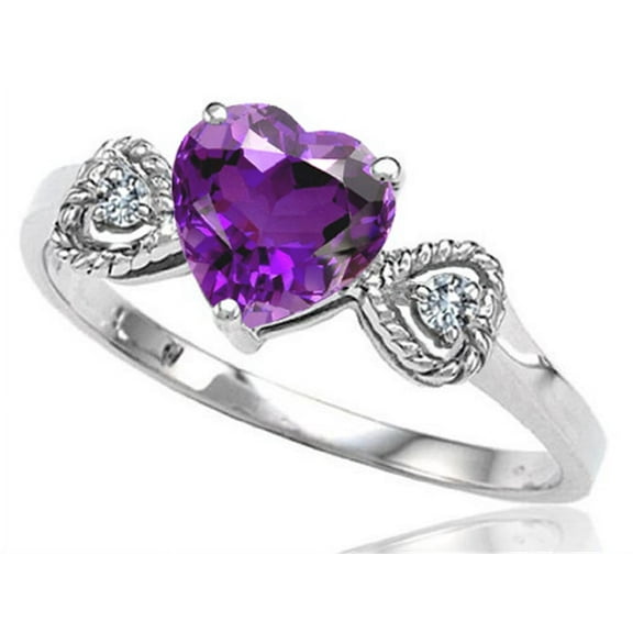Tommaso Design� Genuine Amethyst Heart Shape Engagement Promise Ring