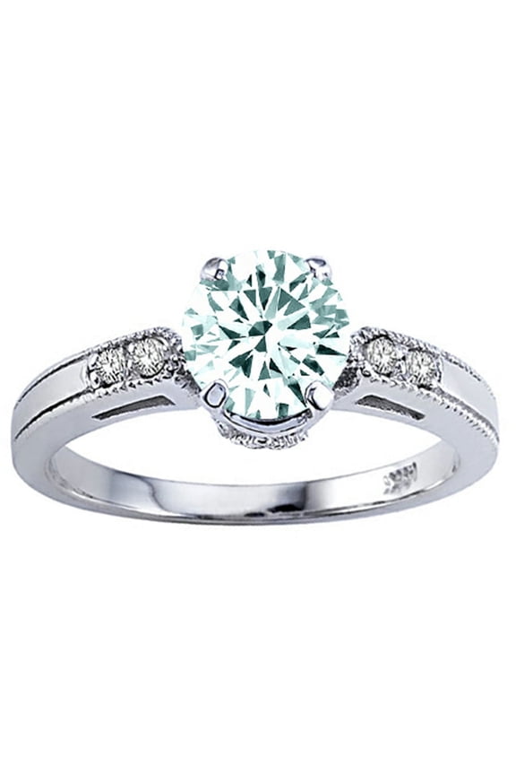 � Genuine Aquamarine Engagement Ring