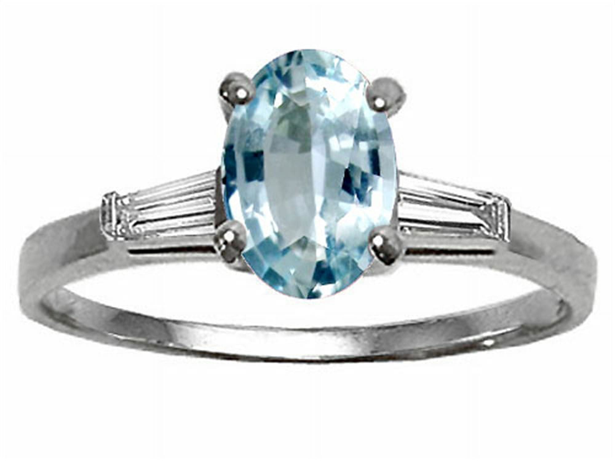Tommaso Design Genuine Aquamarine Engagement Ring - Walmart.com