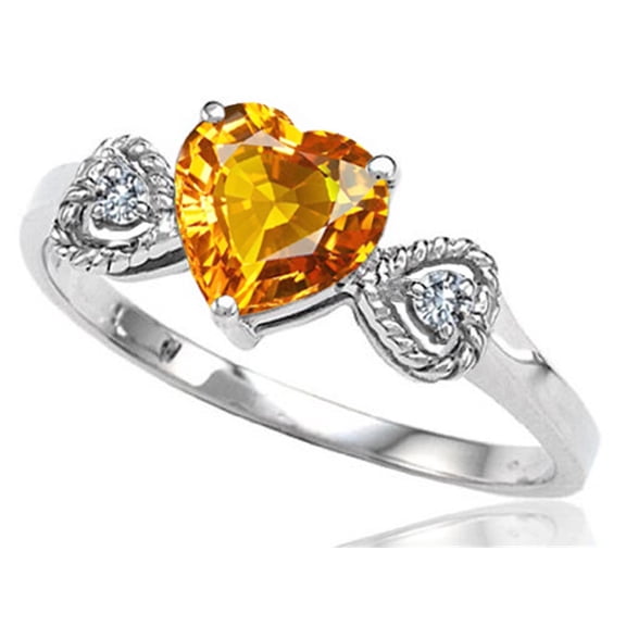 Tommaso Design� Genuine Citrine Heart Shape Engagement Promise Ring