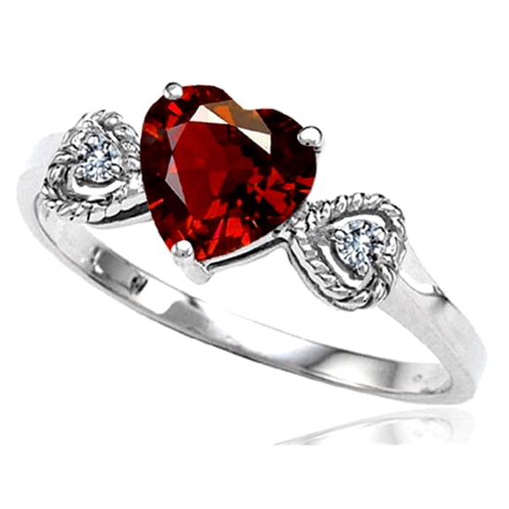 Tommaso Design� Genuine Garnet Heart Shape Engagement Promise Ring