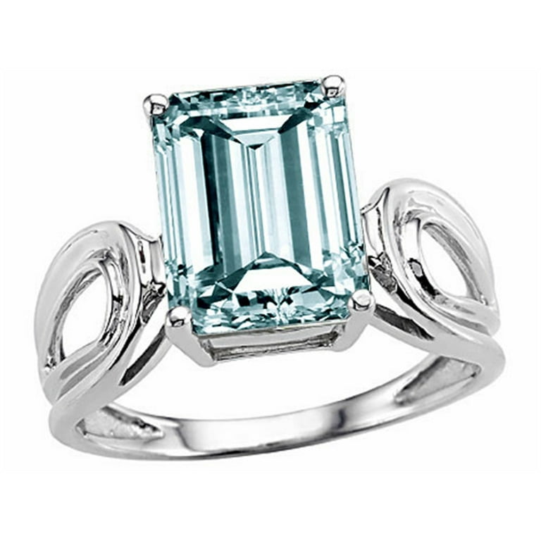 Large emerald hotsell cut aquamarine ring