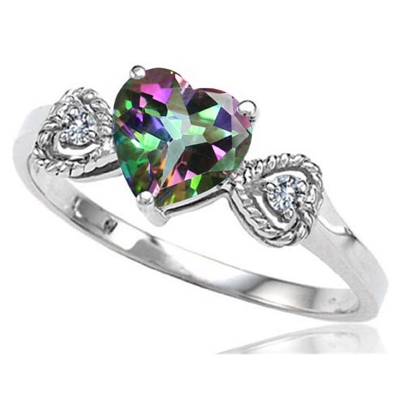 Tommaso Design� Genuine Mystic Topaz Heart Shape Engagement Promise Ring