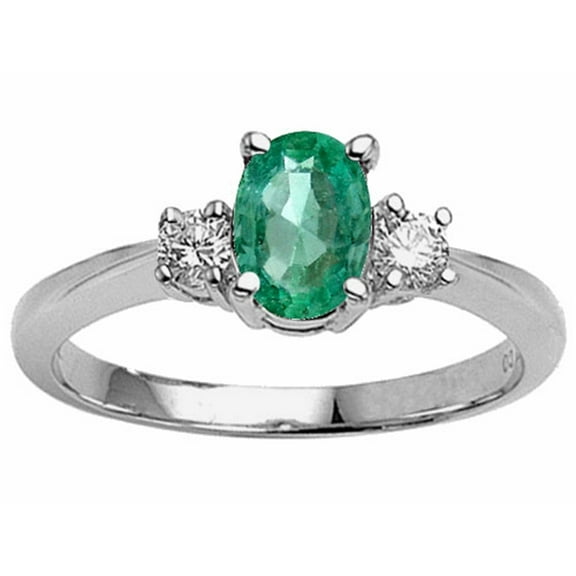 Tommaso Design� Genuine Oval Emerald Engagement Ring