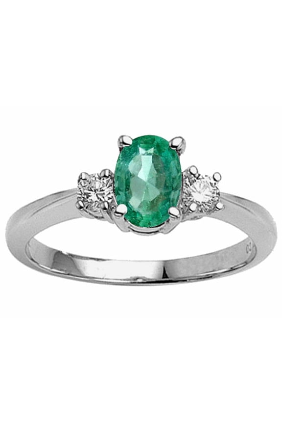 � Genuine Oval Emerald Engagement Ring