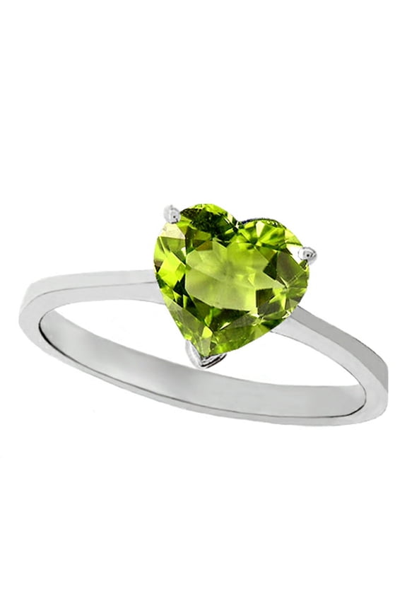 � Genuine Peridot Heart Shape 8mm Solitaire Engagement Ring