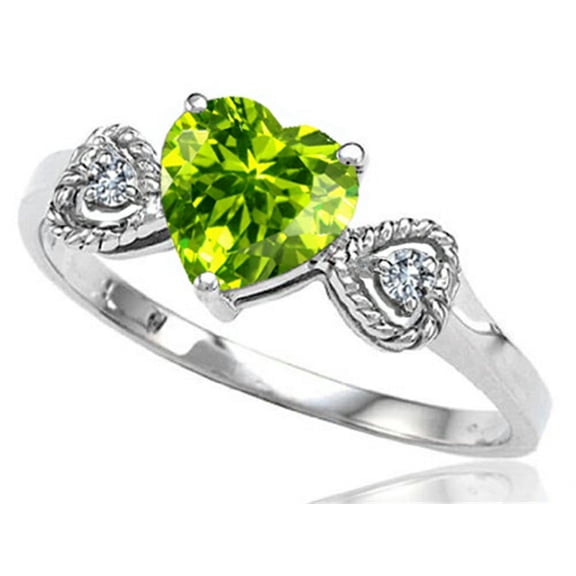 Tommaso Design� Genuine Peridot Heart Shape Engagement Promise Ring