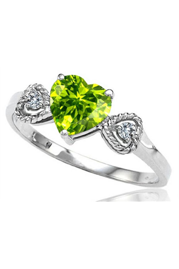 � Genuine Peridot Heart Shape Engagement Promise Ring