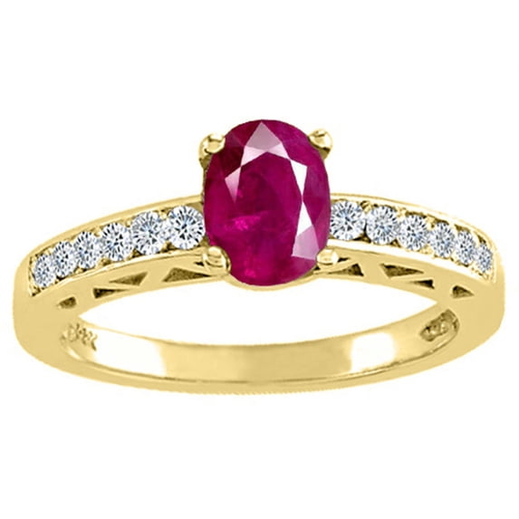 Tommaso Design� Genuine Ruby and Diamond Solitaire Engagement Ring