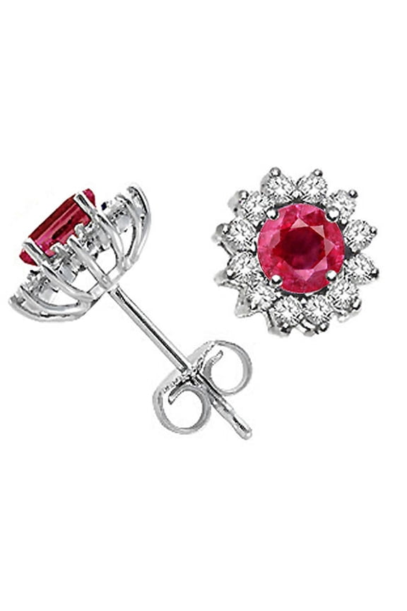 � Genuine Ruby and Diamonds Earrings Studs
