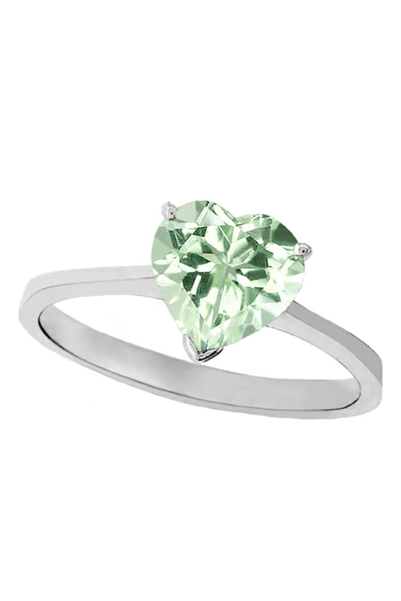� Green Amethyst Heart Shape 8mm Solitaire Engagement Ring