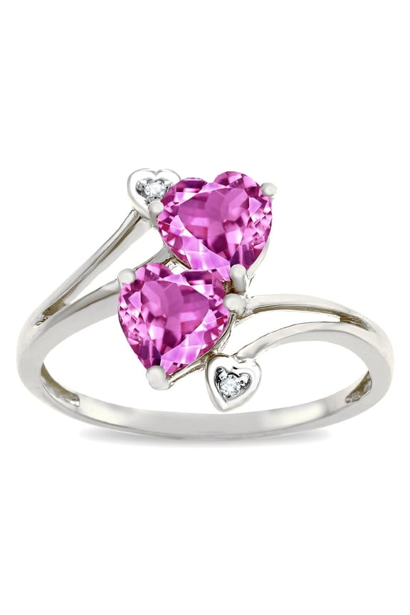 � Heart Shape 6 mm Created Pink Sapphire Ring