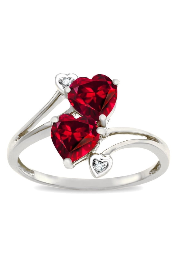 � Heart Shape 6 mm Created Ruby Ring