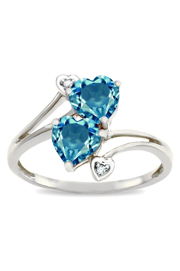 � Heart Shape 6 mm Genuine Blue Topaz Ring