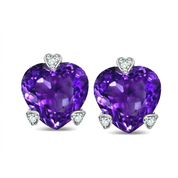 Tommaso Design� Heart Shape 6mm Genuine Amethyst Love Earrings Studs
