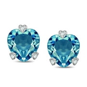 Tommaso Design� Heart Shape 6mm Genuine Blue Topaz Love Earrings Studs