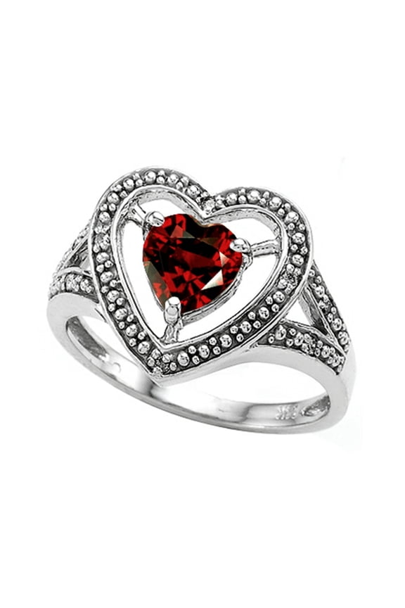 � Heart Shape 6mm Genuine Garnet Ring