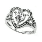 Tommaso Design� Heart Shape 6mm Genuine White Topaz Ring