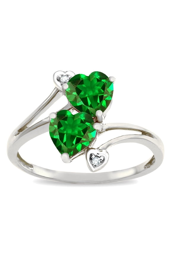 � Heart Shape 6mm Simulated Emerald Ring
