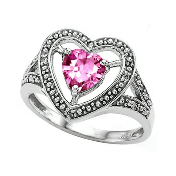 Tommaso Design� Heart Shape 6mm Simulated Pink Tourmaline Ring