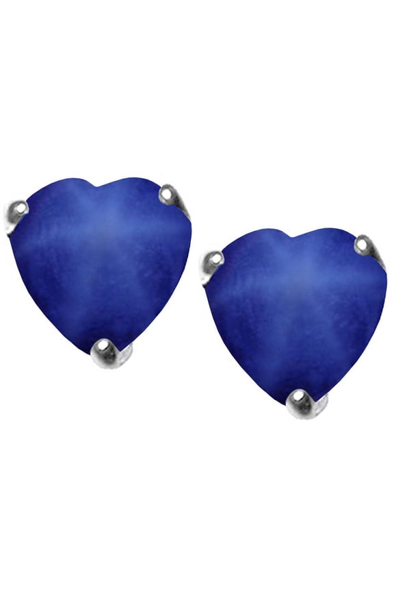 Heart Shape Created Star Sapphire Earrings Studs