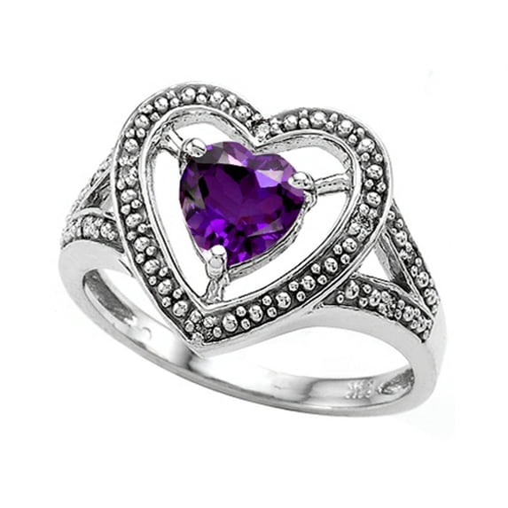 Tommaso Design� Heart Shape Genuine Amethyst Ring