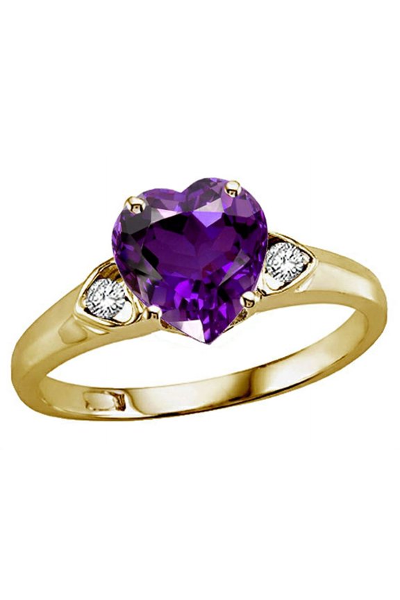 � Heart Shape Genuine Amethyst Ring